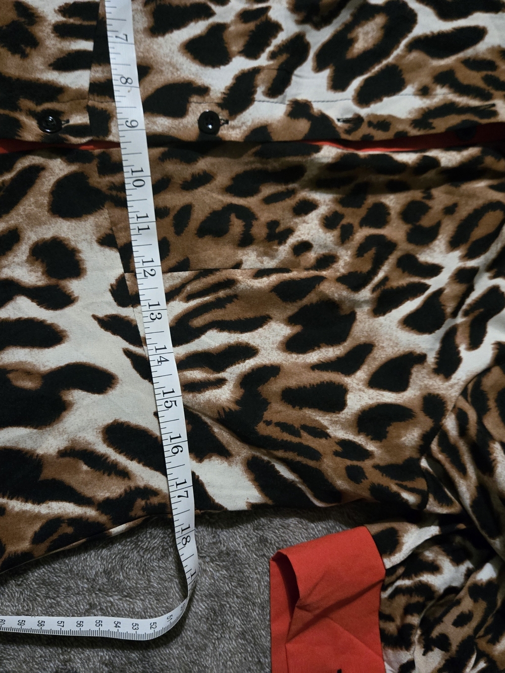 Lightweight Leopard Print Button-Down Duster with Bright Red Trim - Picture 7 of 7